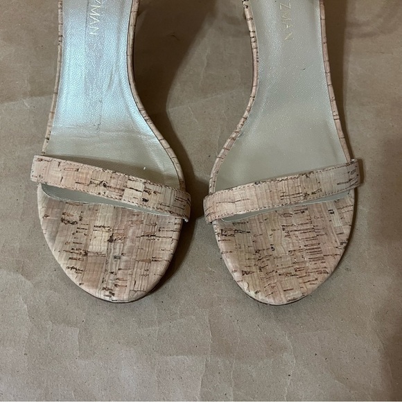 Stuart Weitzman | Nunaked Cork Mid-Heel Strap Sandals Nudist Heels Size 9.5 - Picture 5 of 14
